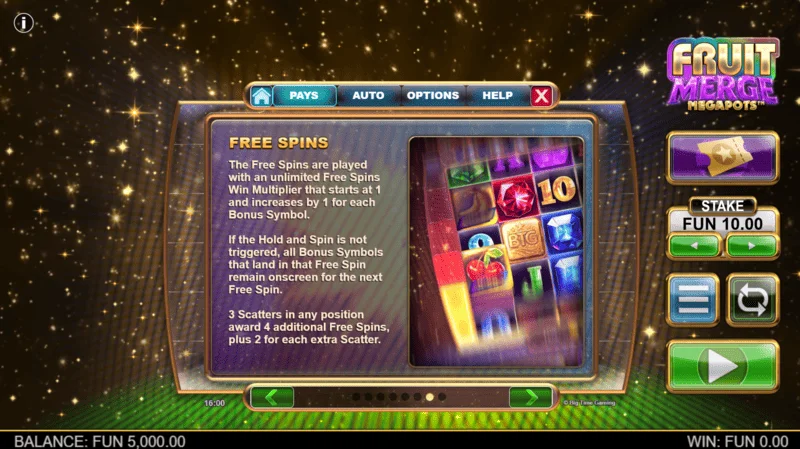 Fruit Merge Megapots - информация за Free Spins и множител